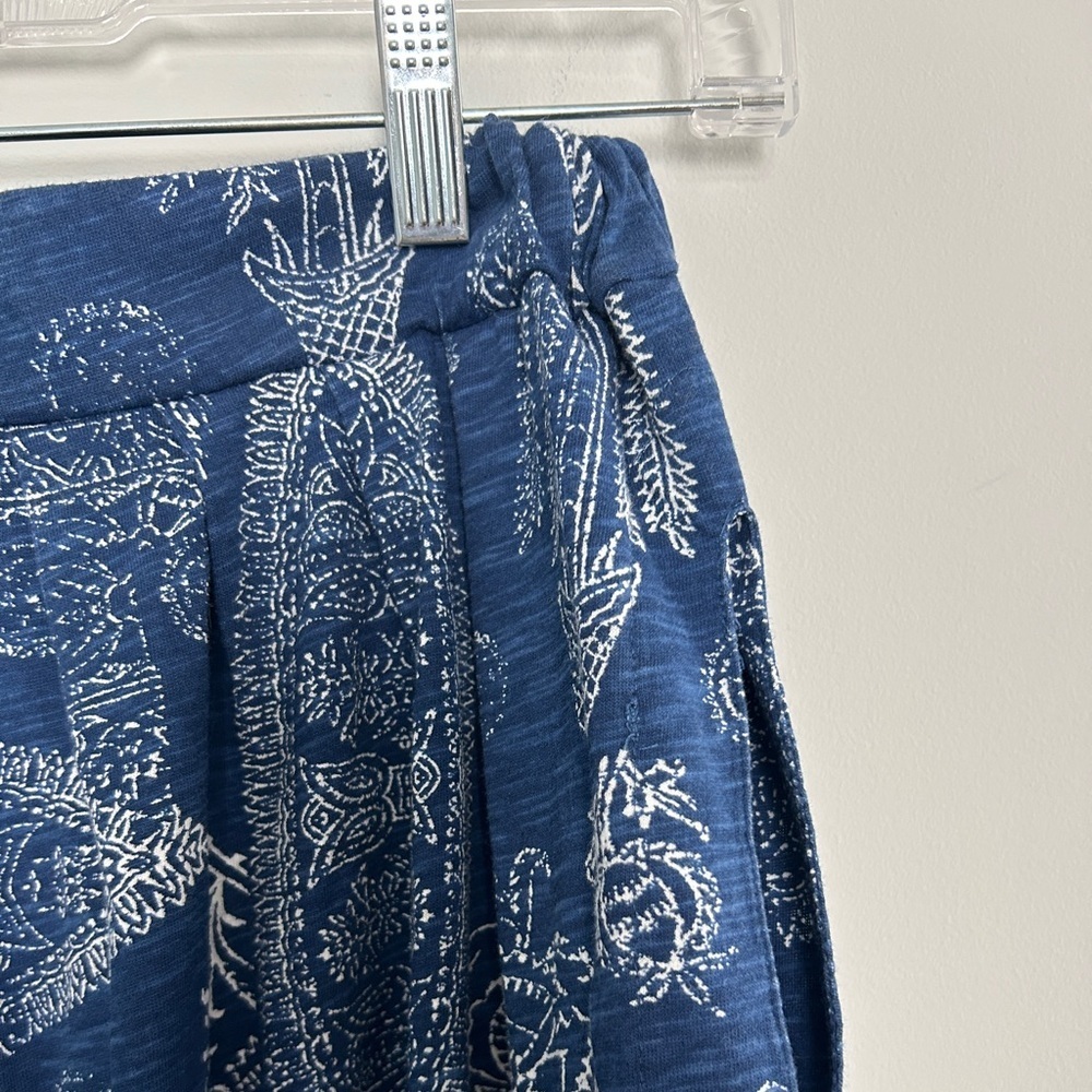 Free People Intimately Good Juju Drop Crotch Joggers Blue Boho Print Size Small - Picture 5 of 10